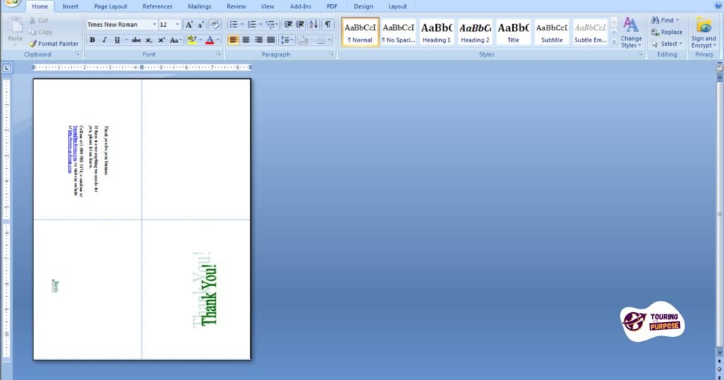 how to make double-sided name tents in word